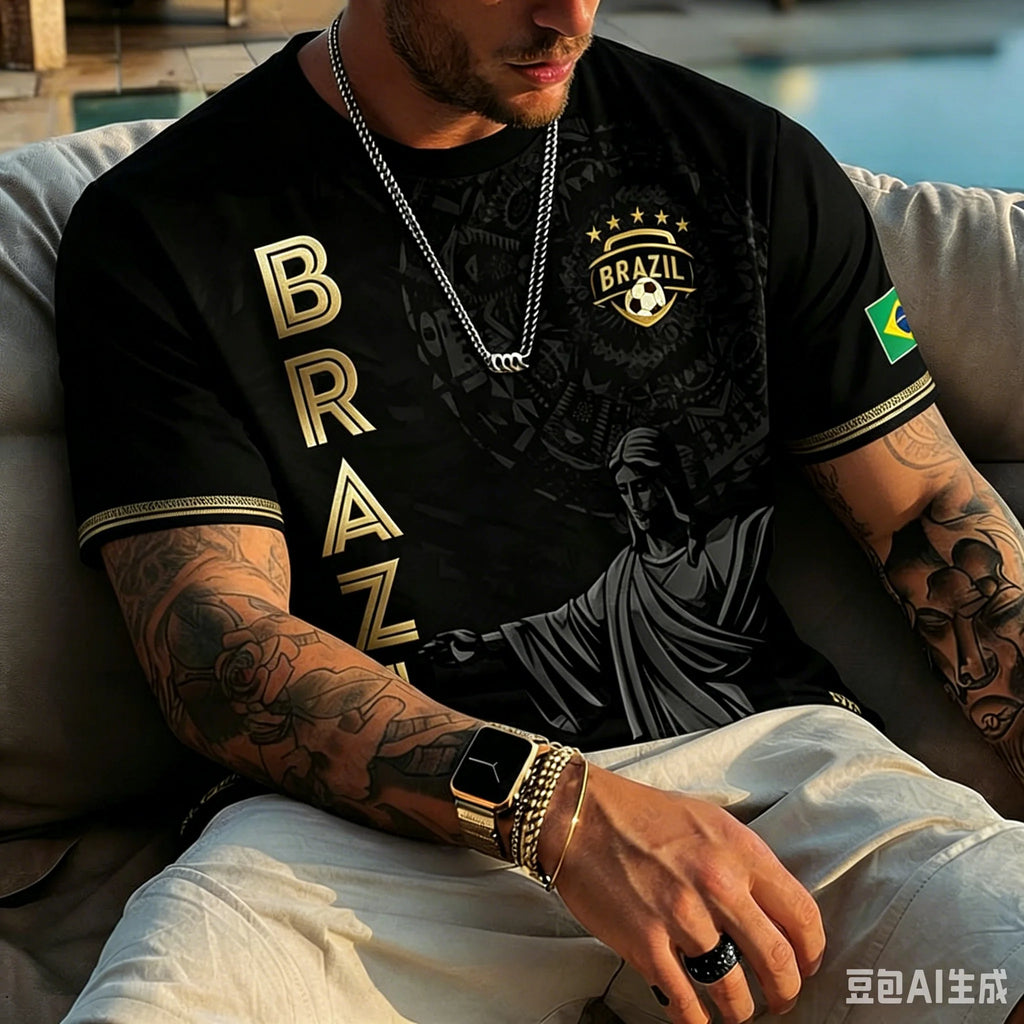 Remera Gráfica Brasil Rio – Estilo Vintage para Fanáticos del Fútbol