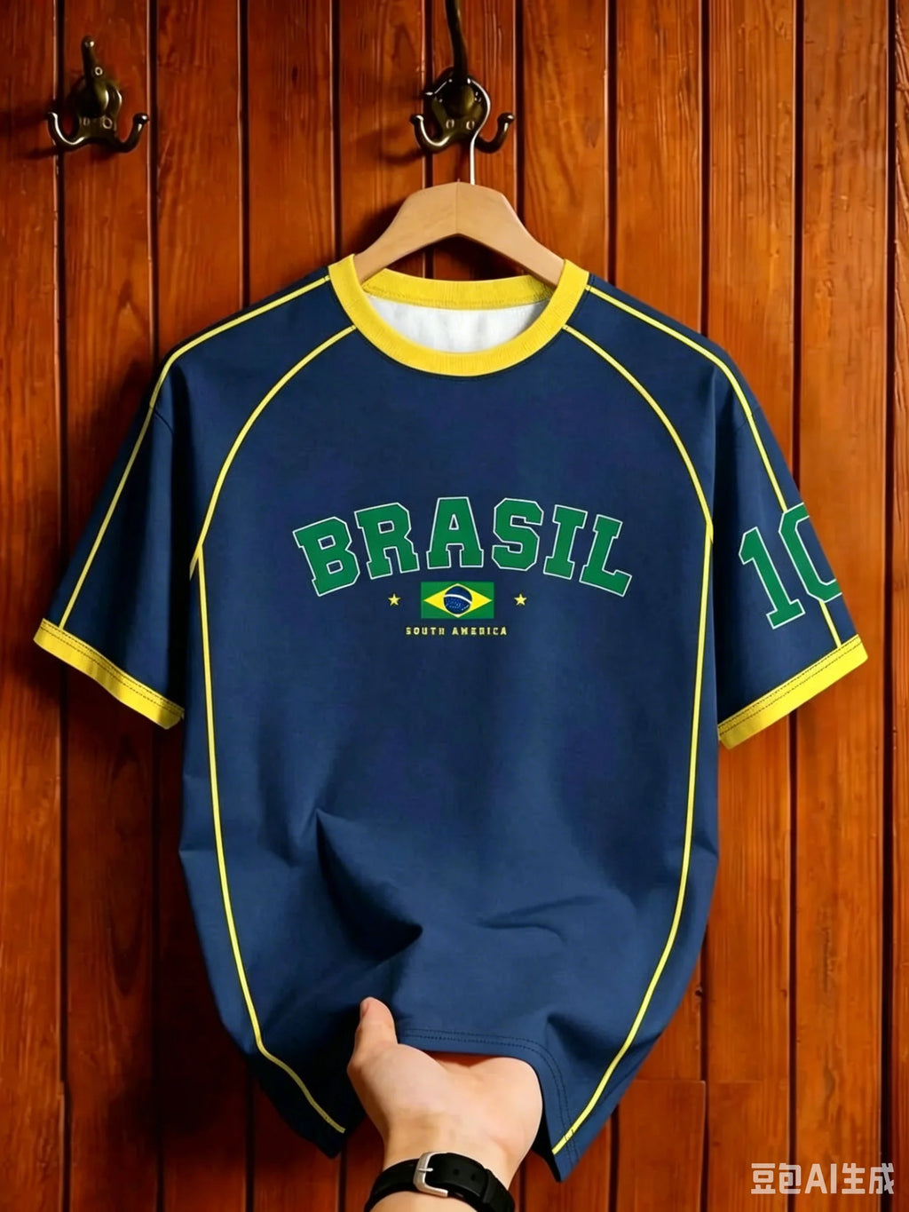 Camiseta Retro Brasil – Estilo Familiar para Niños y Adultos, Transpirable y Secado Rápido