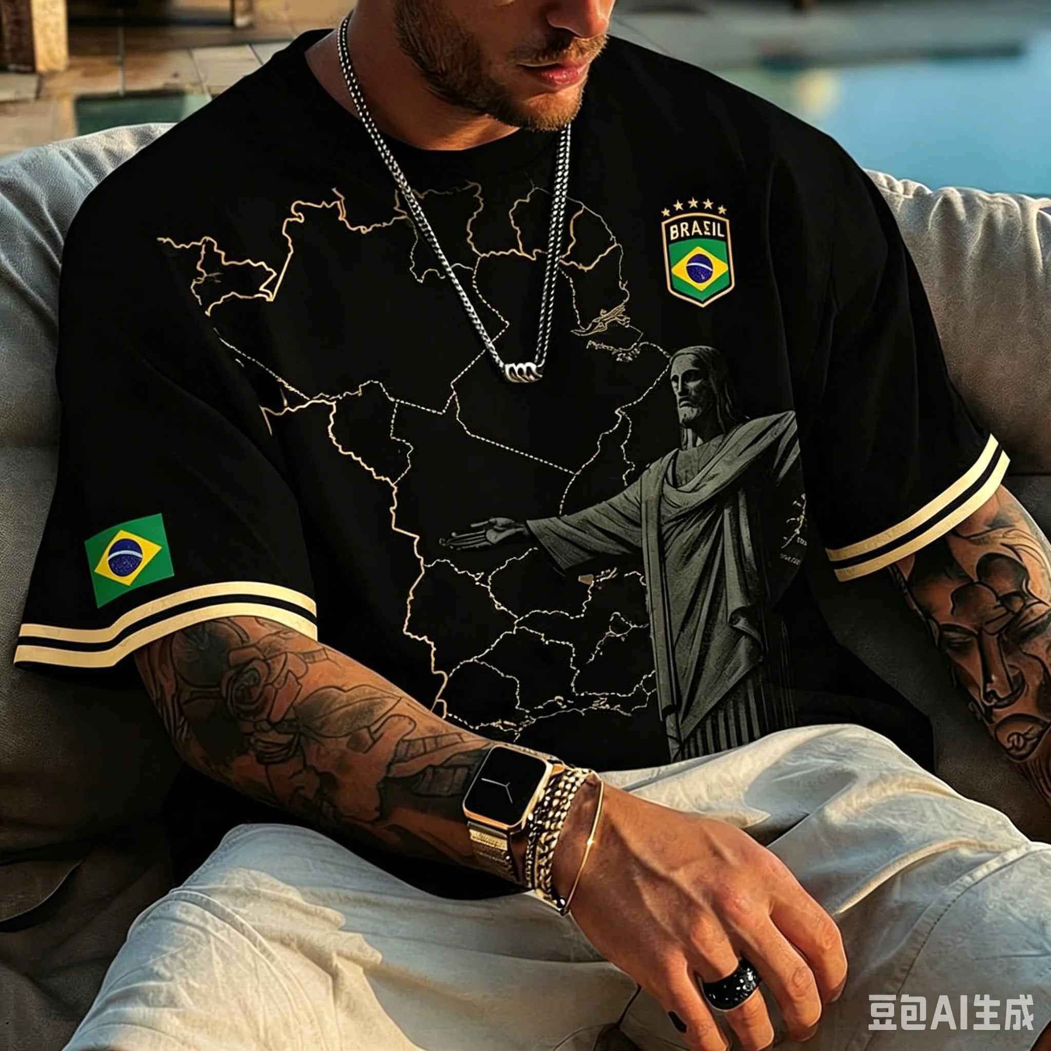 Remera Gráfica Brasil Rio – Estilo Vintage para Fanáticos del Fútbol