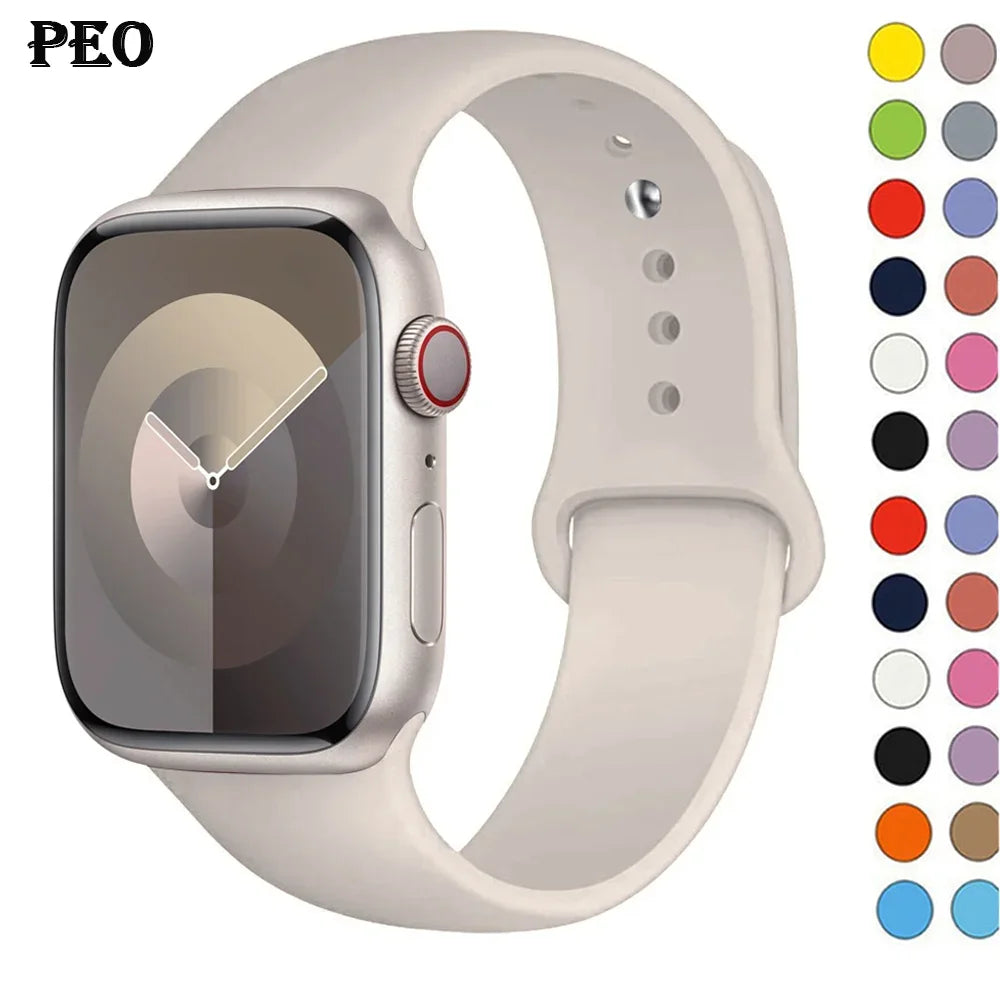 Correa de Silicona para Apple Watch 38mm al 49mm – Compatible con Series 1 al 9, SE y Ultra