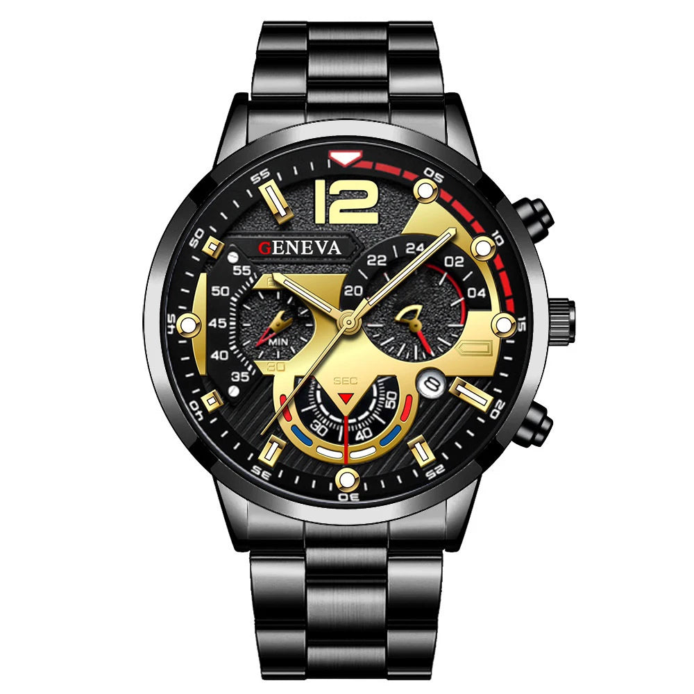 Reloj Hombre Acero Inoxidable con Calendario – Analógico Cuarzo Elegante
