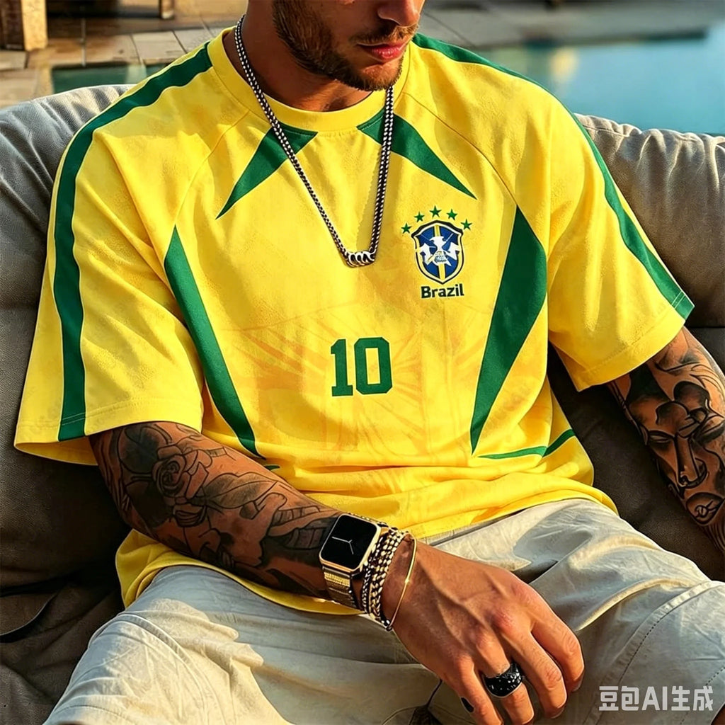 Remera Gráfica Brasil Rio – Estilo Vintage para Fanáticos del Fútbol