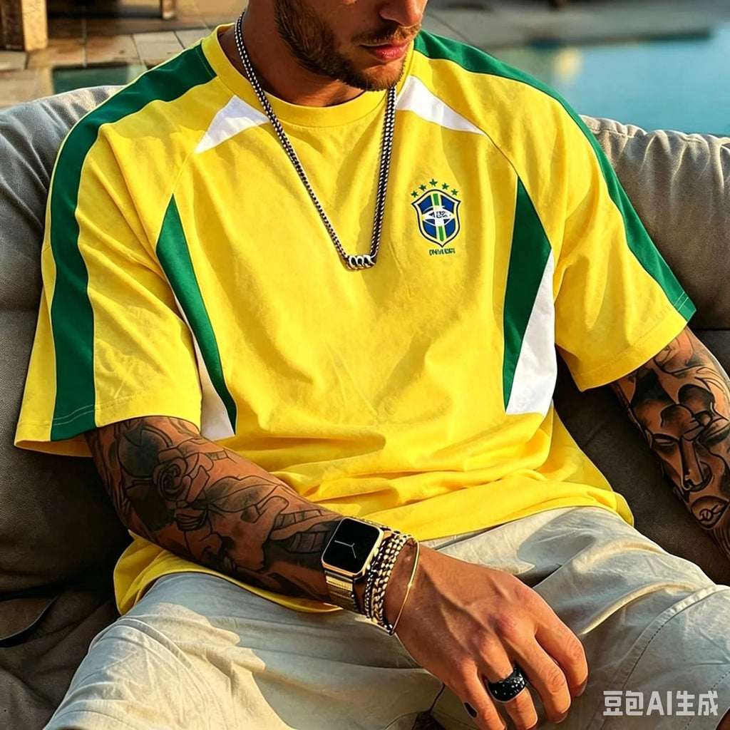 Remera Gráfica Brasil Rio – Estilo Vintage para Fanáticos del Fútbol