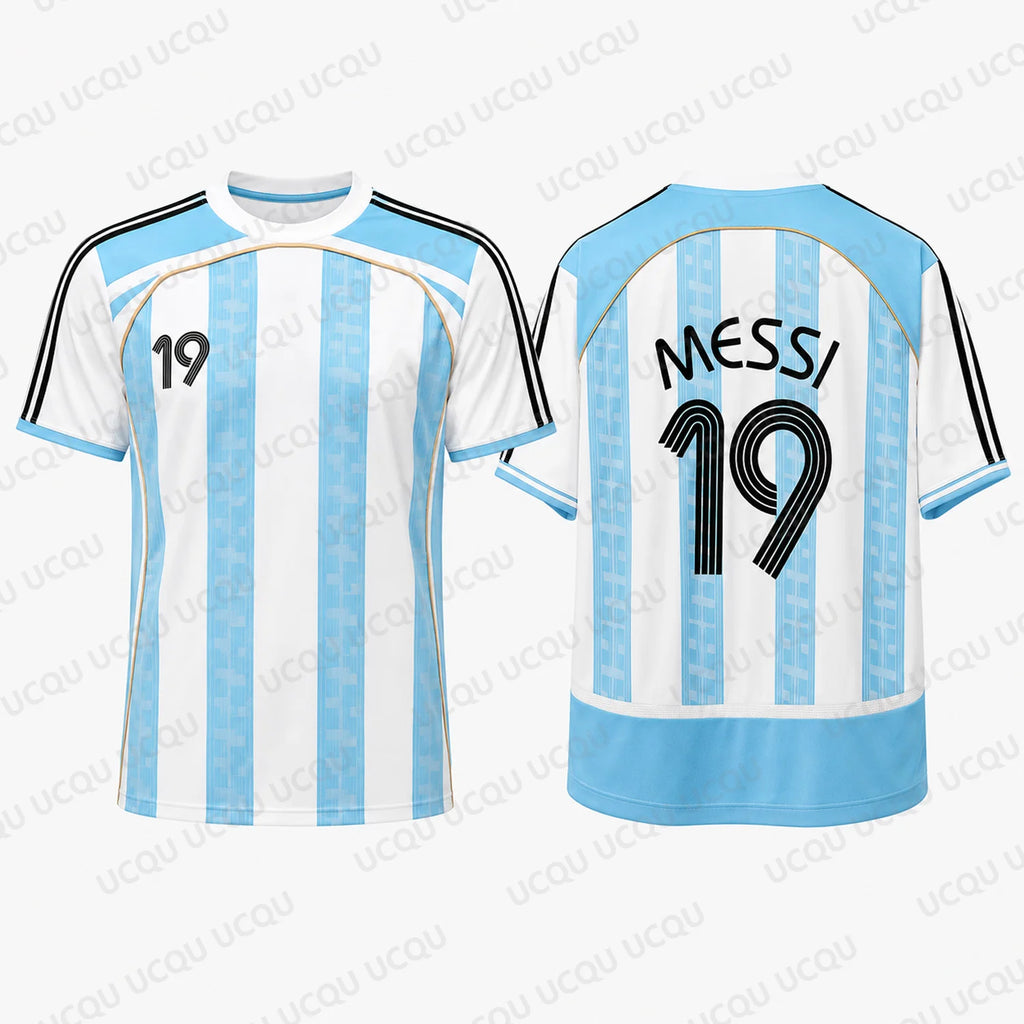 Camiseta Retro Messi 19 Fútbol 2026 – Manga Corta para Adultos y Niños