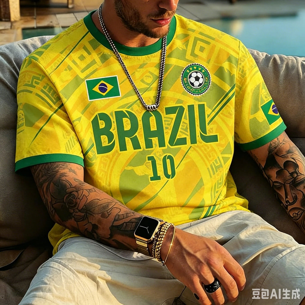 Remera Gráfica Brasil Rio – Estilo Vintage para Fanáticos del Fútbol