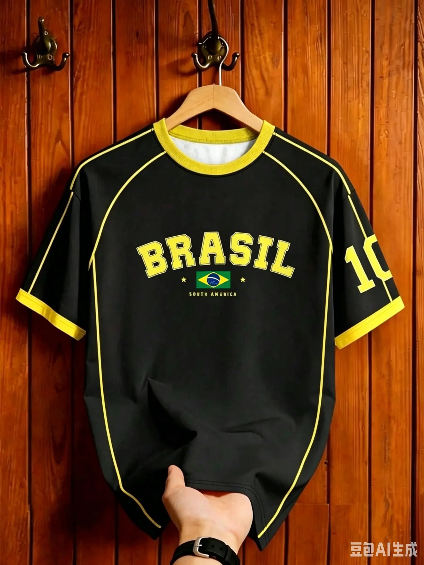 Camiseta Retro Brasil – Estilo Familiar para Niños y Adultos, Transpirable y Secado Rápido