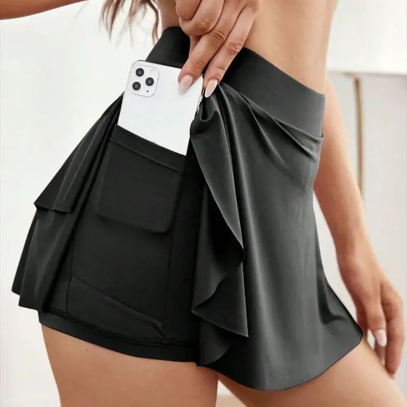 Falda Deportiva con Bolsillo para Mujer - Secado Rápido, Cintura Alta, Ideal para Tenis, Ciclismo y Running