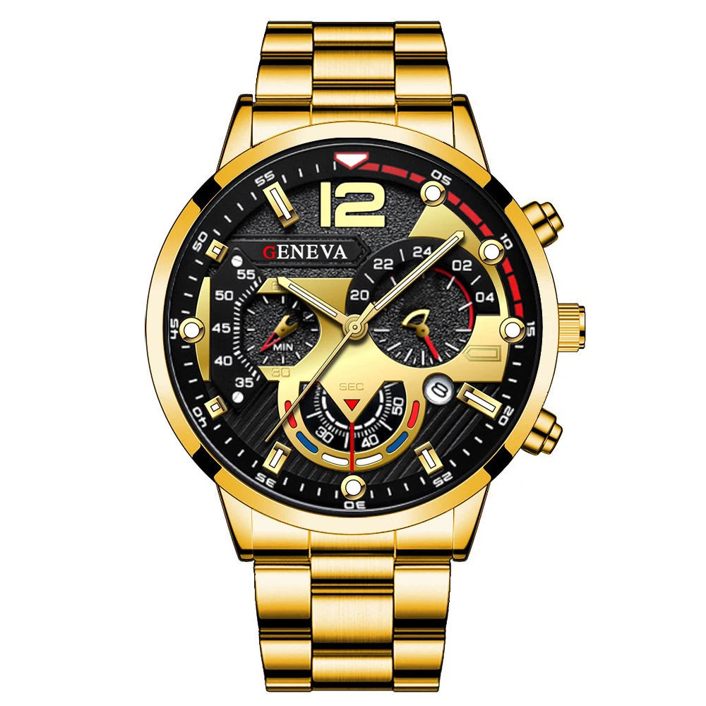 Reloj Hombre Acero Inoxidable con Calendario – Analógico Cuarzo Elegante