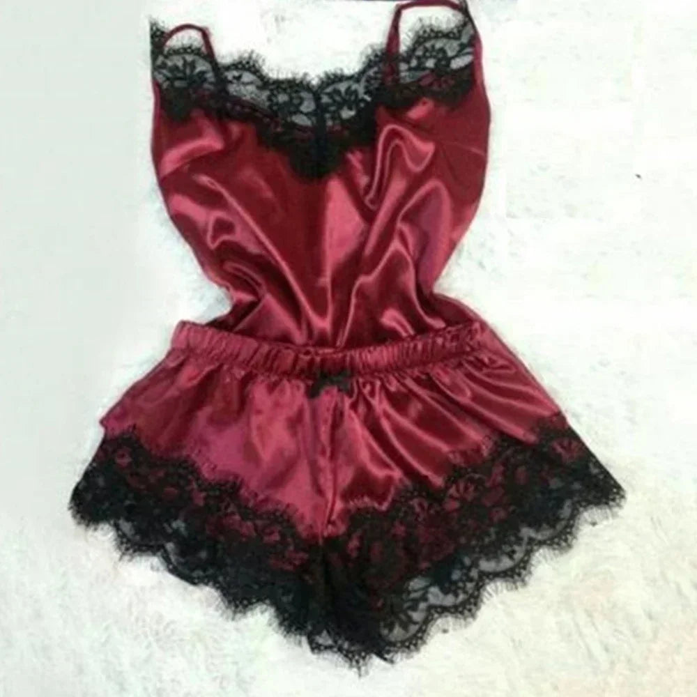 Conjunto de Pijama de Verano para Mujer – Top Cami y Short, Tela Suave, Estilo Sexy y Cómodo