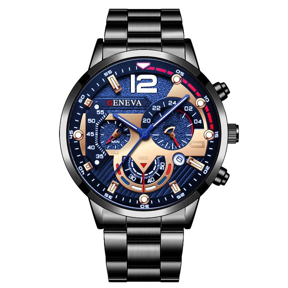 Reloj Hombre Acero Inoxidable con Calendario – Analógico Cuarzo Elegante