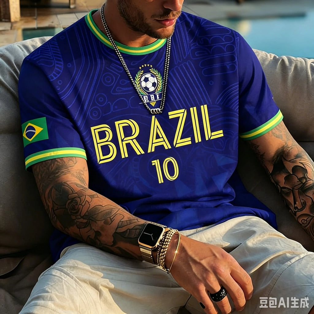 Remera Gráfica Brasil Rio – Estilo Vintage para Fanáticos del Fútbol