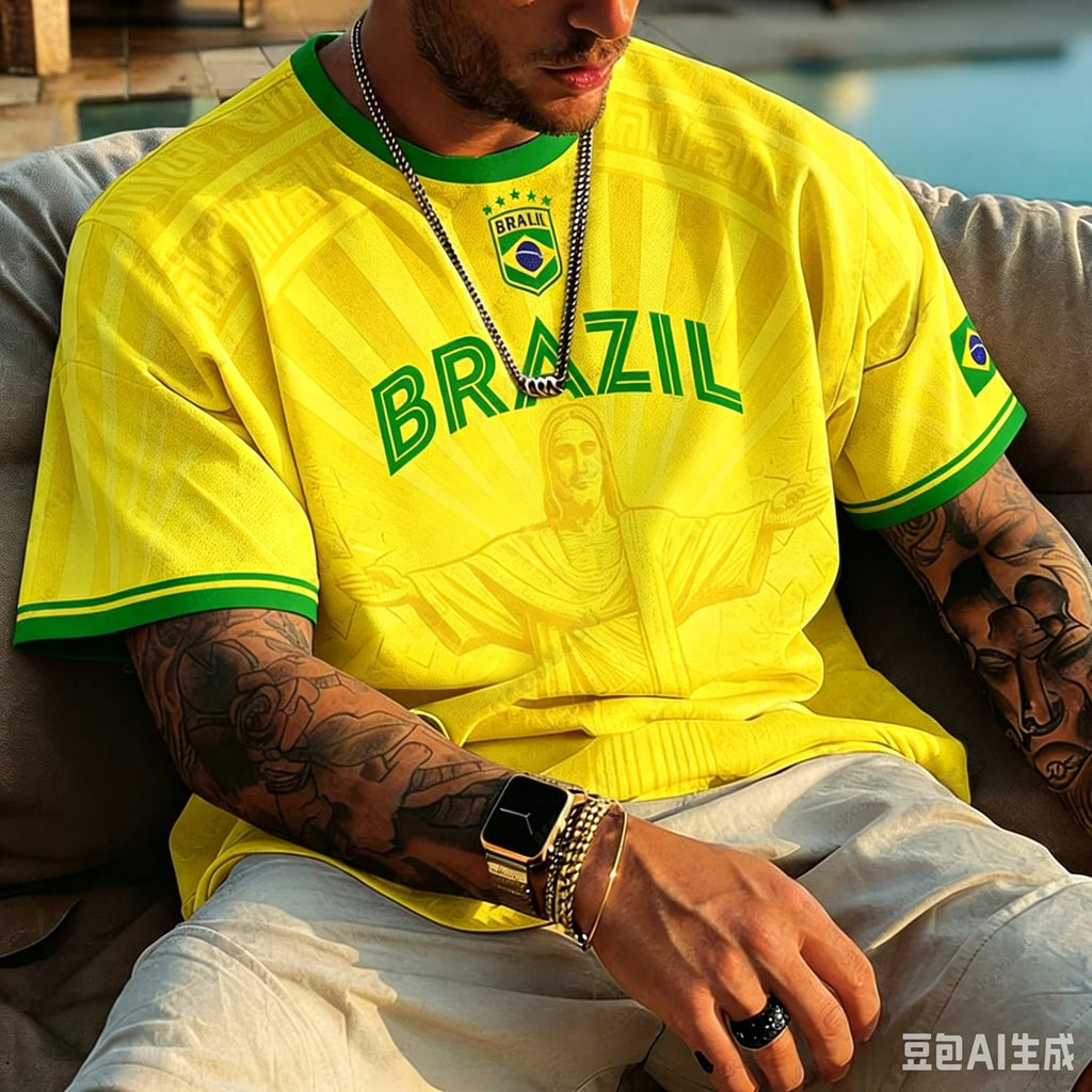 Remera Gráfica Brasil Rio – Estilo Vintage para Fanáticos del Fútbol