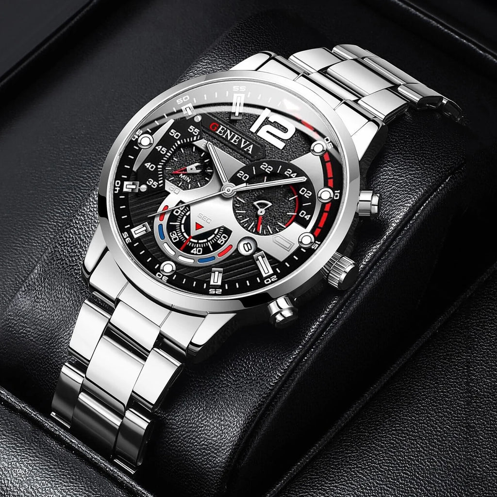 Reloj Hombre Acero Inoxidable con Calendario – Analógico Cuarzo Elegante