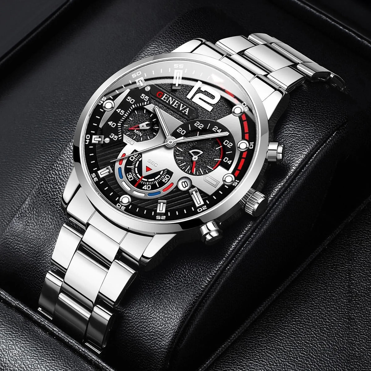 Reloj Hombre Acero Inoxidable con Calendario – Analógico Cuarzo Elegante