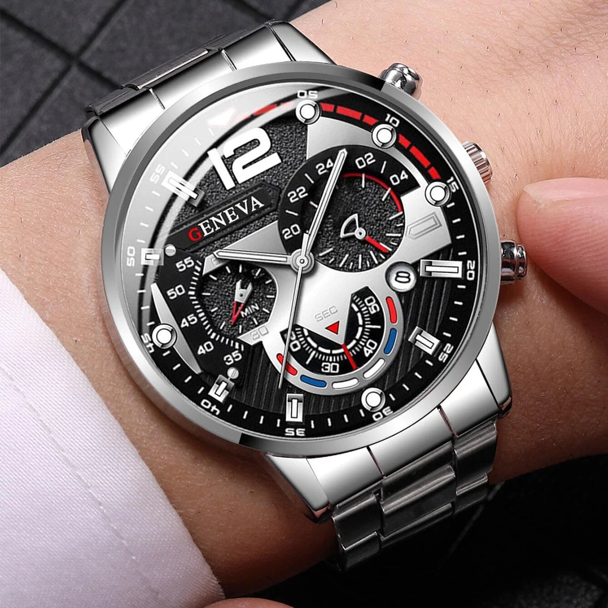 Reloj Hombre Acero Inoxidable con Calendario – Analógico Cuarzo Elegante