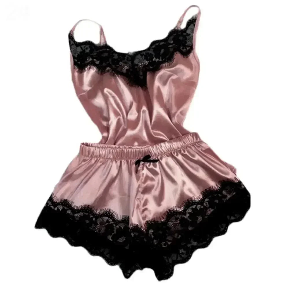 Conjunto de Pijama de Verano para Mujer – Top Cami y Short, Tela Suave, Estilo Sexy y Cómodo