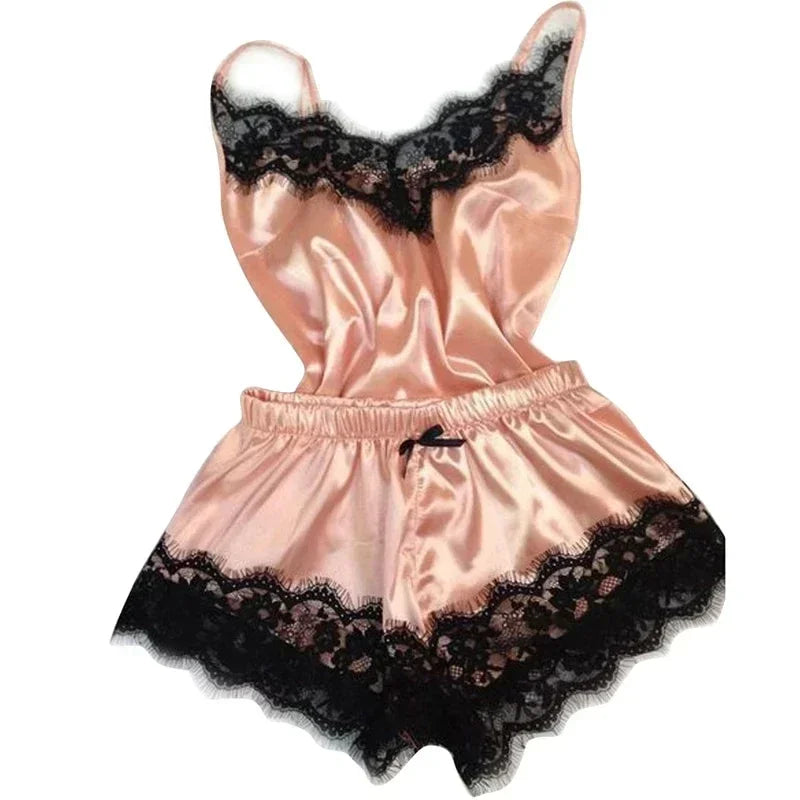 Conjunto de Pijama de Verano para Mujer – Top Cami y Short, Tela Suave, Estilo Sexy y Cómodo