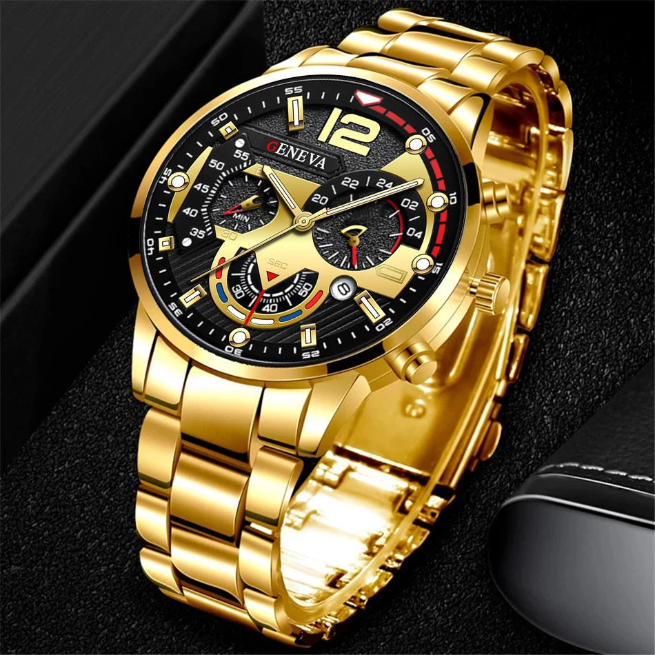 Reloj Hombre Acero Inoxidable con Calendario – Analógico Cuarzo Elegante